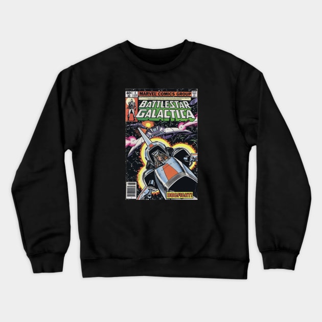 Battlestar Galactica Viper Pilot Classic Comic Book Cover Crewneck Sweatshirt by marat